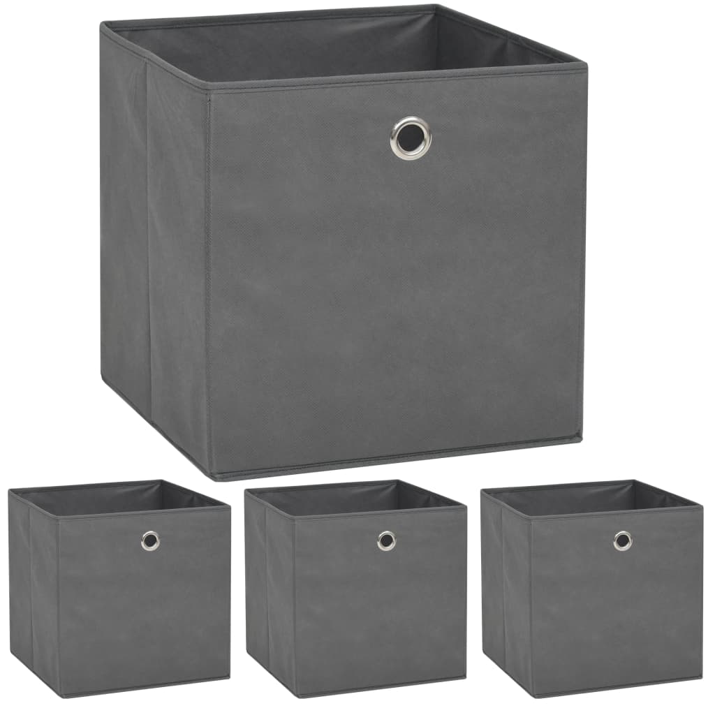 Storage Boxes 4 pcs Non-woven Fabric 32x32x32 cm Grey - R and M Furniture