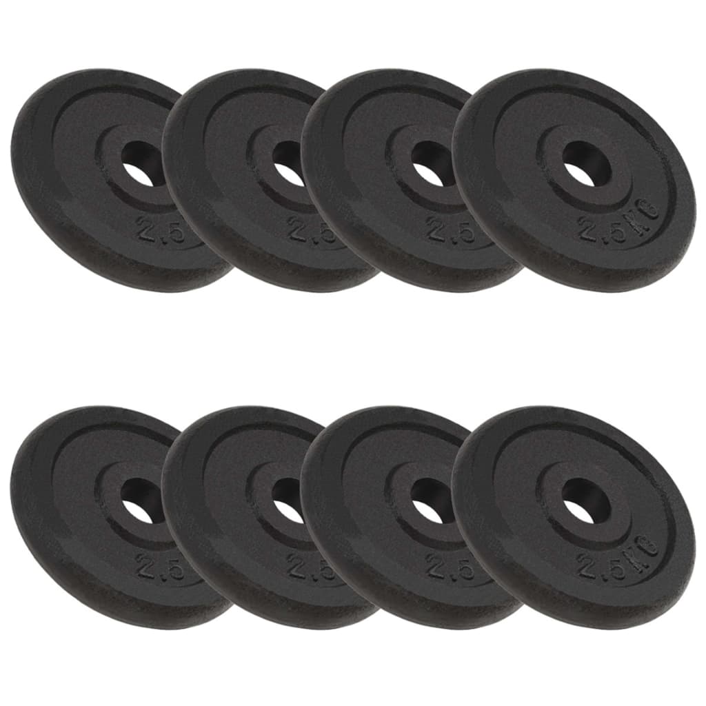 Weight Plates 8 pcs 8x2.5 kg Cast Iron - Design Hut