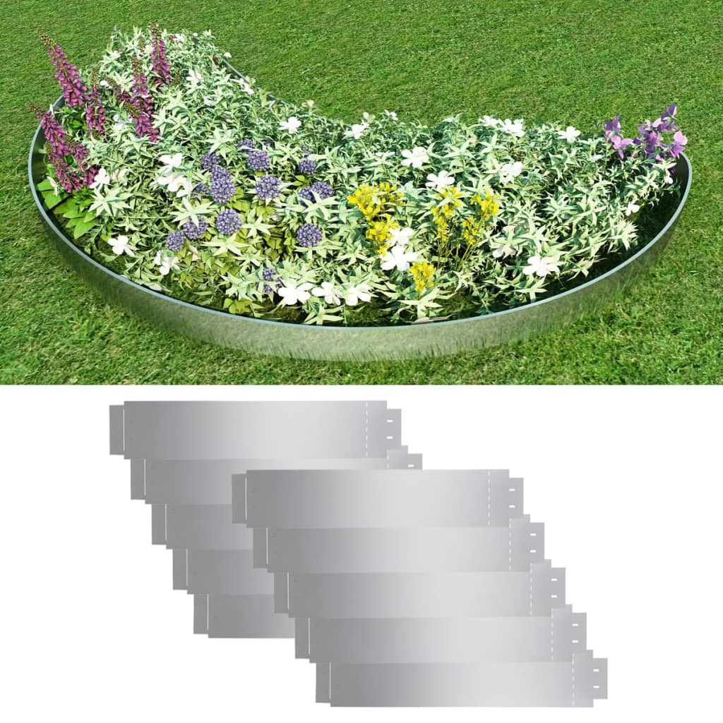Lawn Fence 10 pcs Galvanised Steel 100x20 cm - Millennium Furniture
