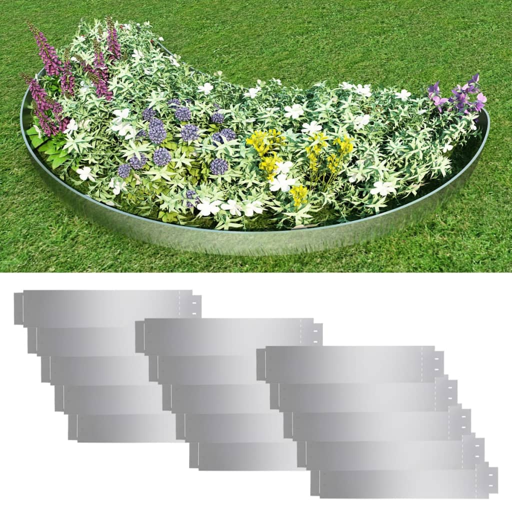 Lawn Fence 15 pcs Galvanised Steel 100x20 cm - Casper Homes