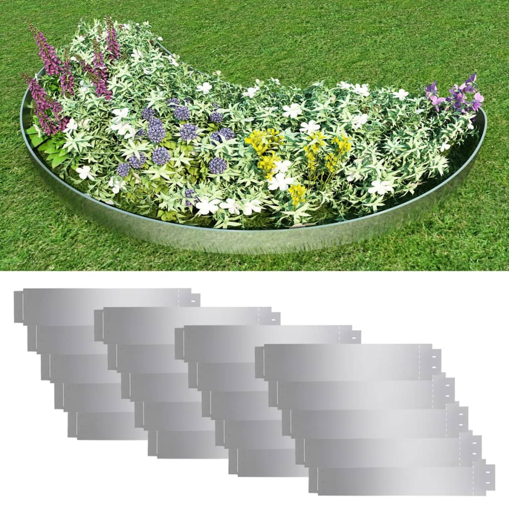 Lawn Fence 20 pcs Galvanised Steel 100x20 cm - Brittle & Co
