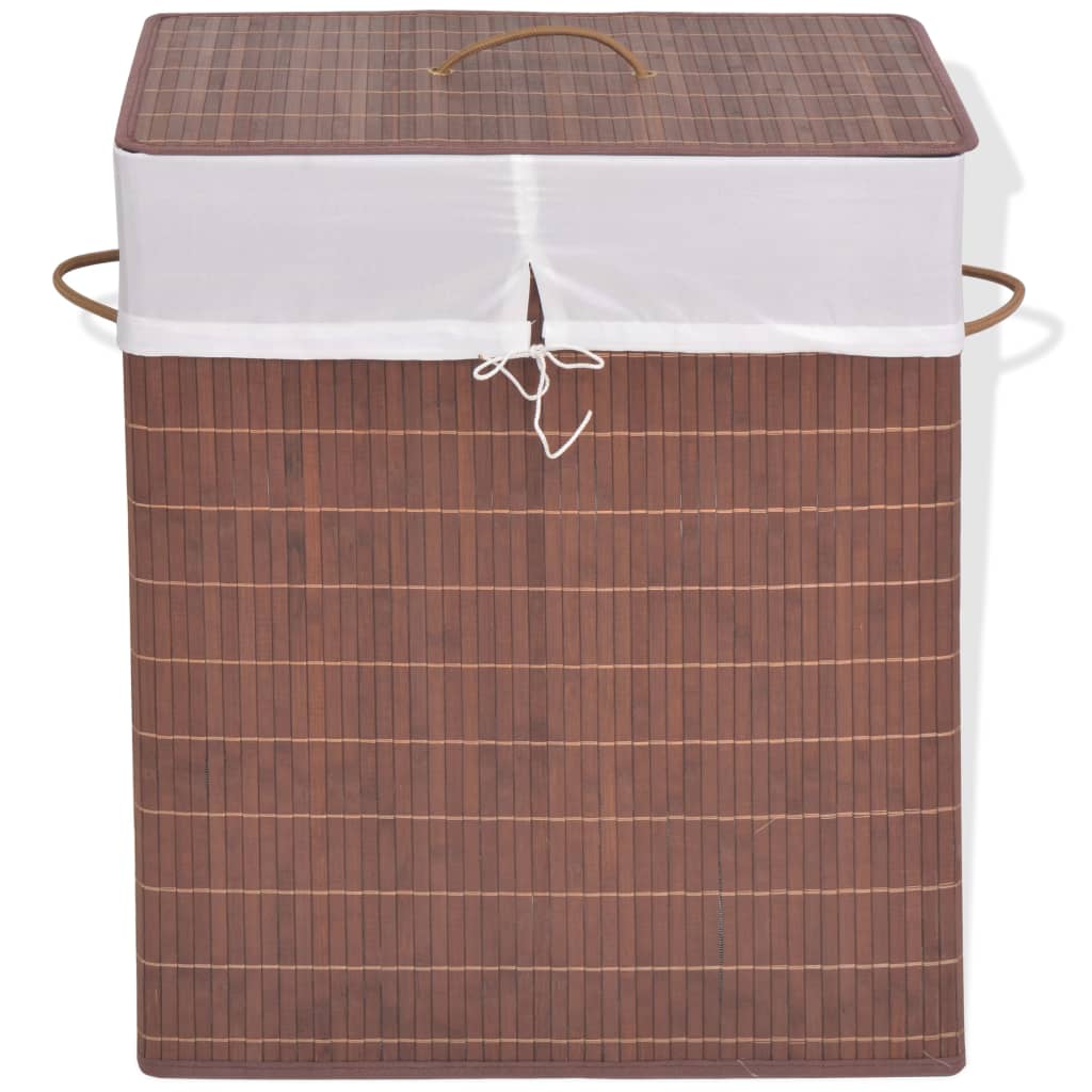 Bamboo Laundry Bin Rectangular Brown - Sid & Sam