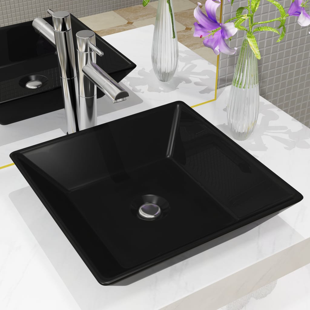 Basin Ceramic Square Black 41.5x41.5x12 cm - Sid & Sam