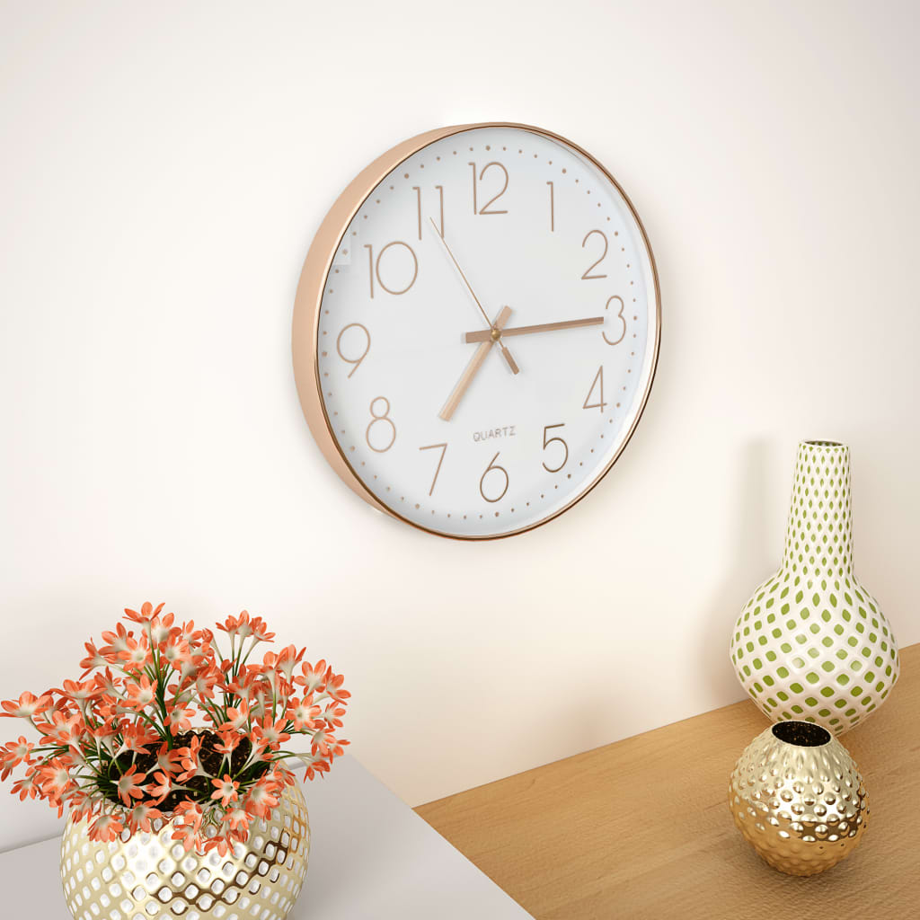 Wall Clock 30 cm Rose Gold - Merlin Deals