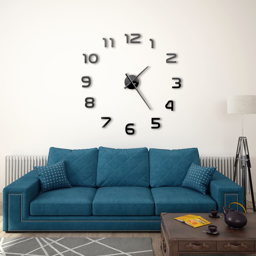 3D Wall Clock Modern Design 100 cm XXL Black - Tyrell & Tyrell