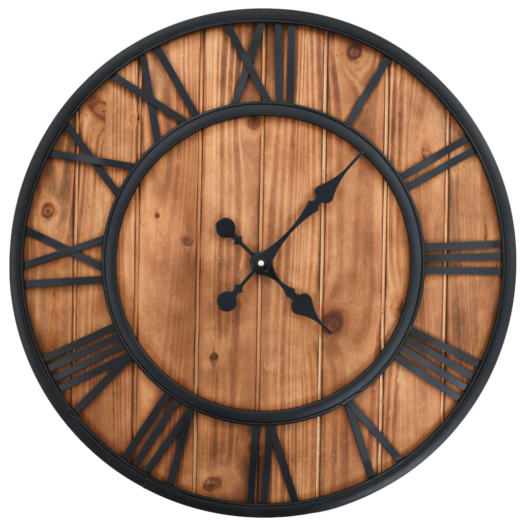Vintage Wall Clock with Quartz Movement Wood and Metal 60cm XXL - Sid & Sam