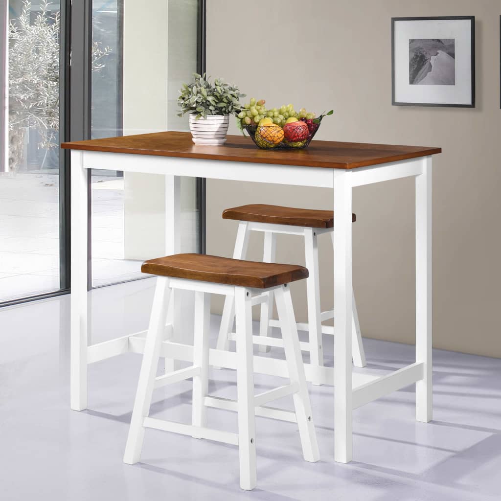 Bar Table and Stool Set 3 Pieces Solid Wood - Style and Chic