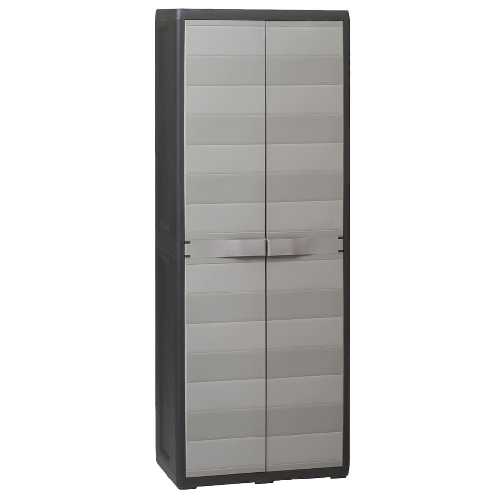 Garden Storage Cabinet with 3 Shelves Black and Grey - The Home Maker