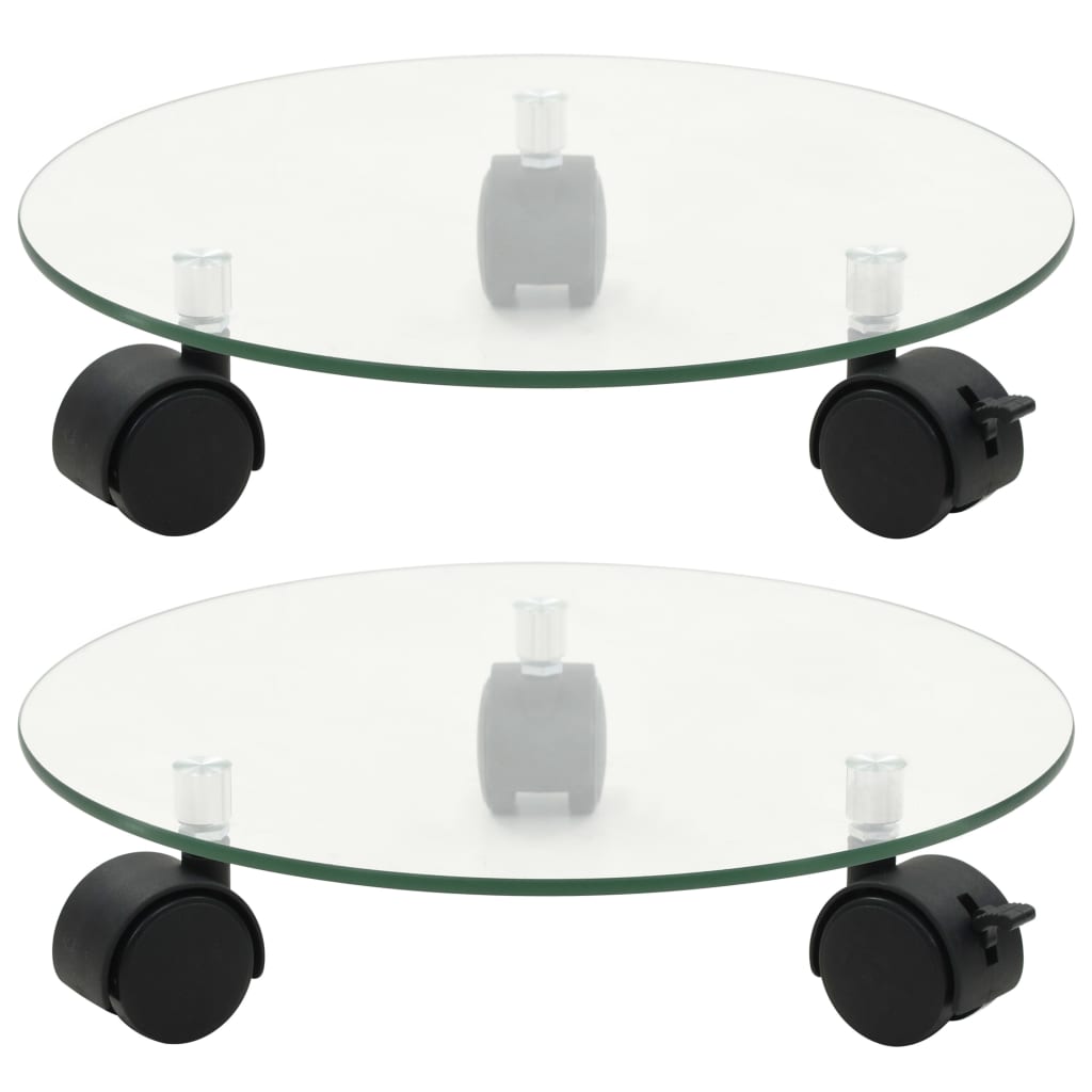 Plant Rollers 2 pcs Tempered Glass 28 cm Round - Merlin Deals