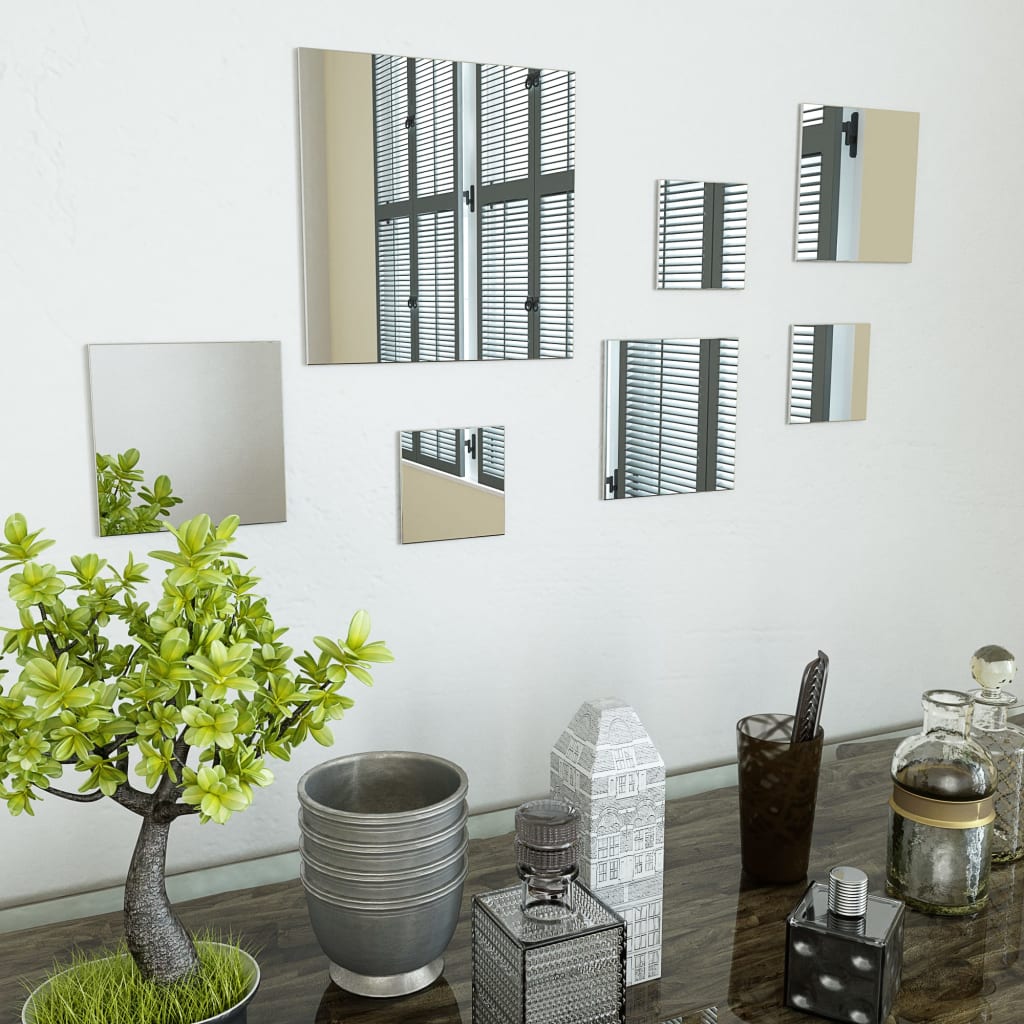 7 Piece Wall Mirror Set Square Glass - R and M Furniture