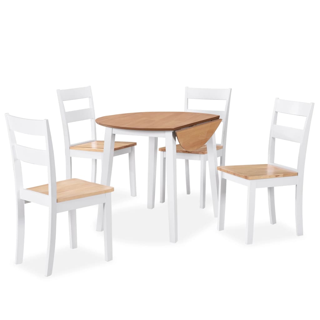 Dining Set 5 Pieces MDF and Rubberwood White - Casper Homes