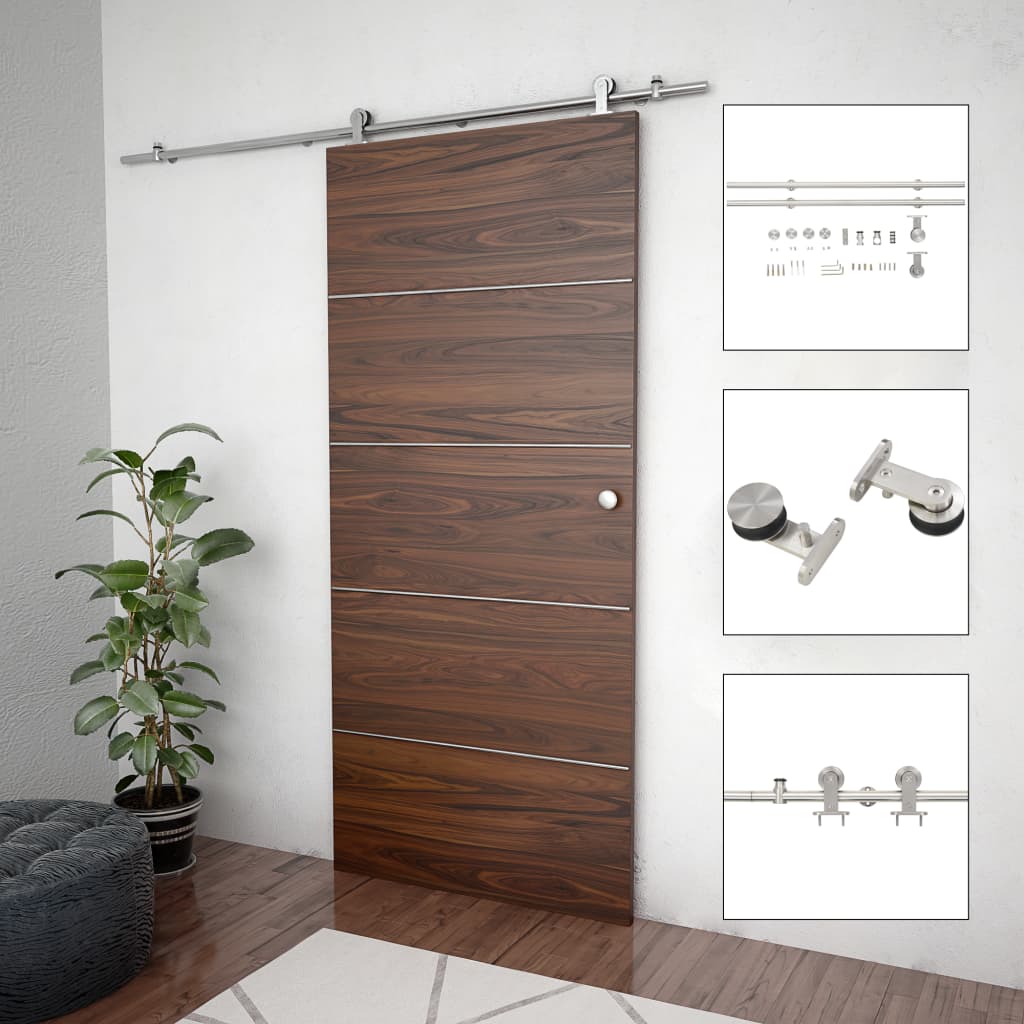Sliding Door Hardware Kit 183cm Stainless Steel Silver - Millennium Furniture