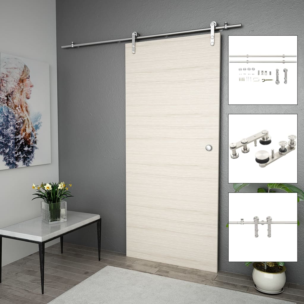 Sliding Door Hardware Kit 183cm Stainless Steel Silver - Casper Homes