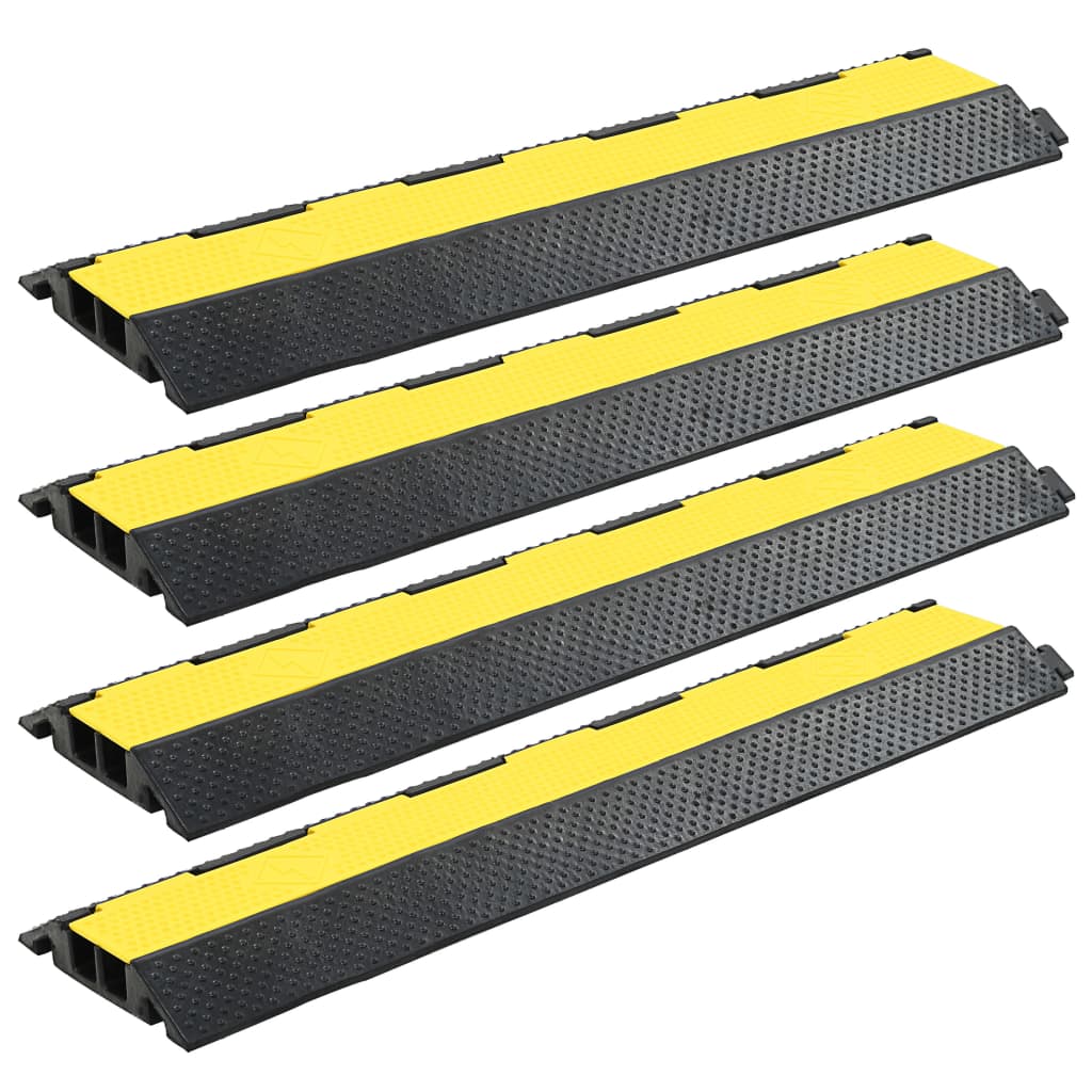 Cable Protector Ramps 4 Pieces 2 Channels Rubber 101.5 cm - Merlin Deals