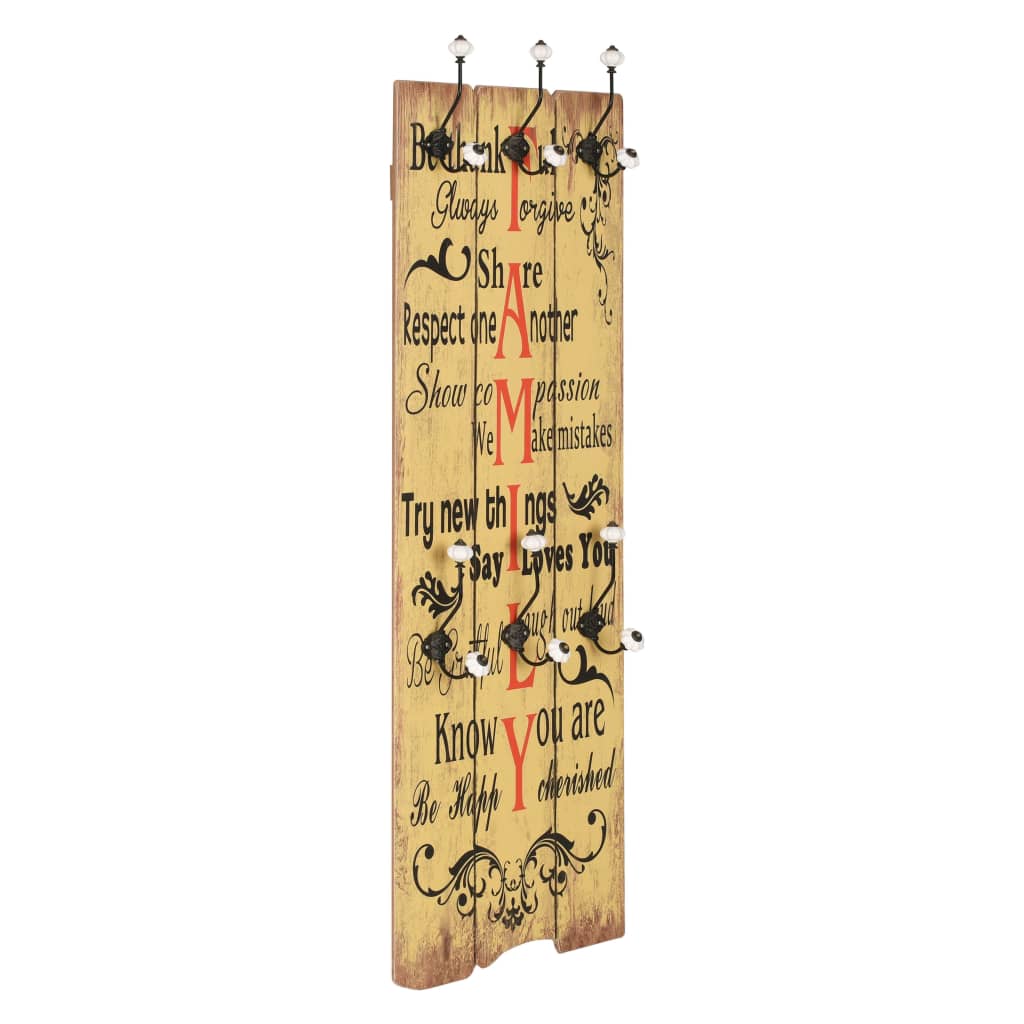 Wall-mounted Coat Rack with 6 Hooks 120x40 cm FAMILY - Discount Dealers