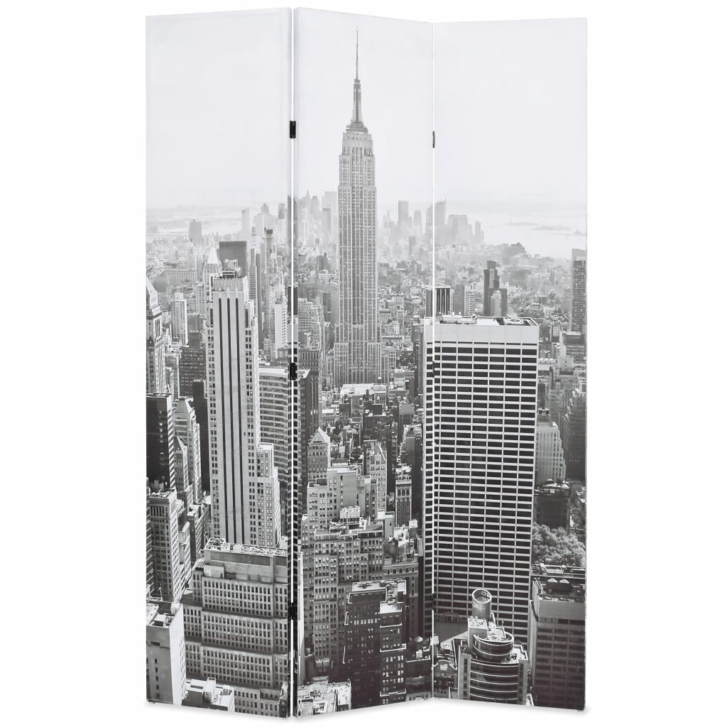 Folding Room Divider 120x170 cm New York by Day Black and White - Sid & Sam