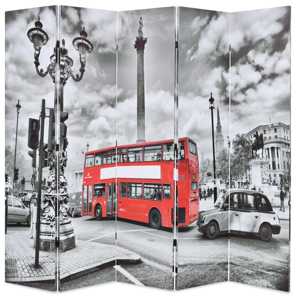 Folding Room Divider 200x170 cm London Bus Black and White - Style and Chic