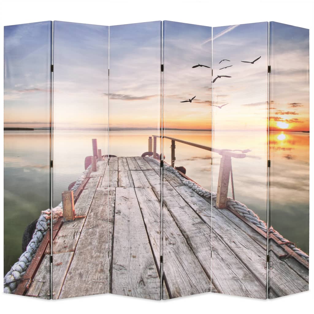 Folding Room Divider 228x170 cm Lake - Unbeatable Bargains