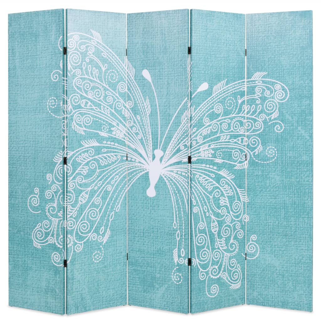 Folding Room Divider 200x170 cm Butterfly Blue - Tyrell & Tyrell