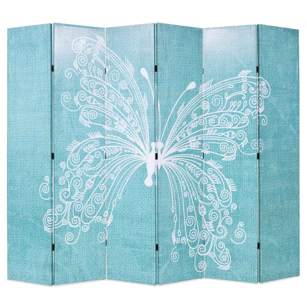 Folding Room Divider 228x170 cm Butterfly Blue - Millennium Furniture