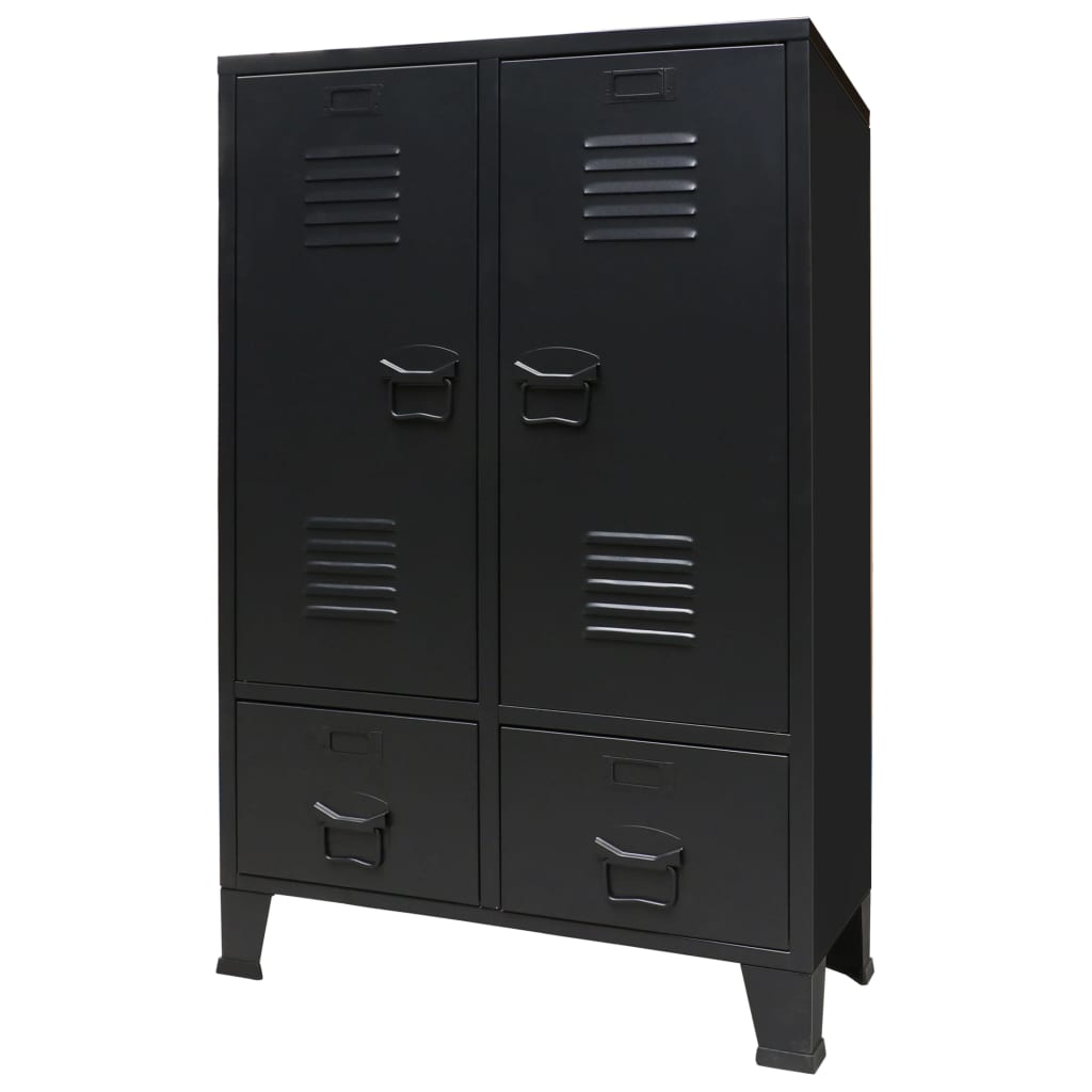 SYLVIE 2 Door Wardrobe with 2 Drawer Black - 67cm - Sid & Sam