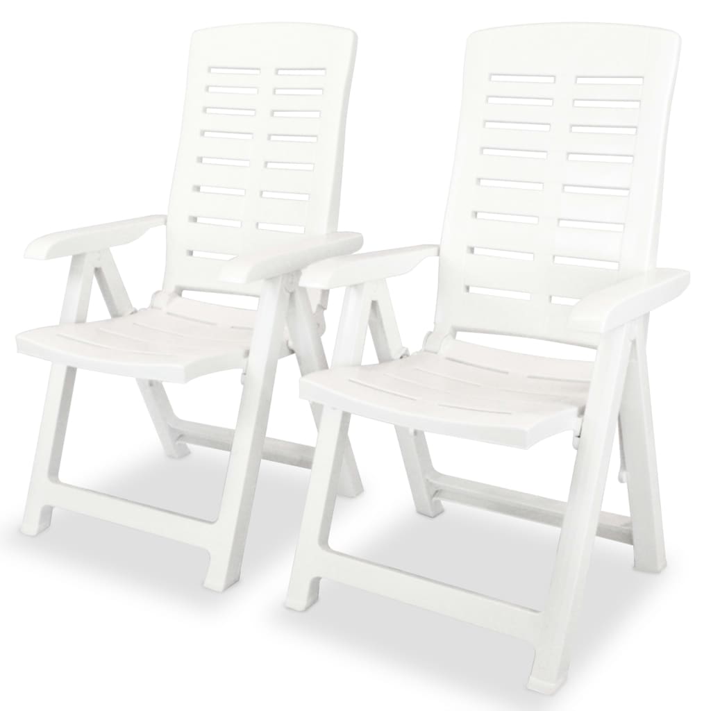 Reclining Garden Chairs 2 pcs Plastic White - Direct Imports