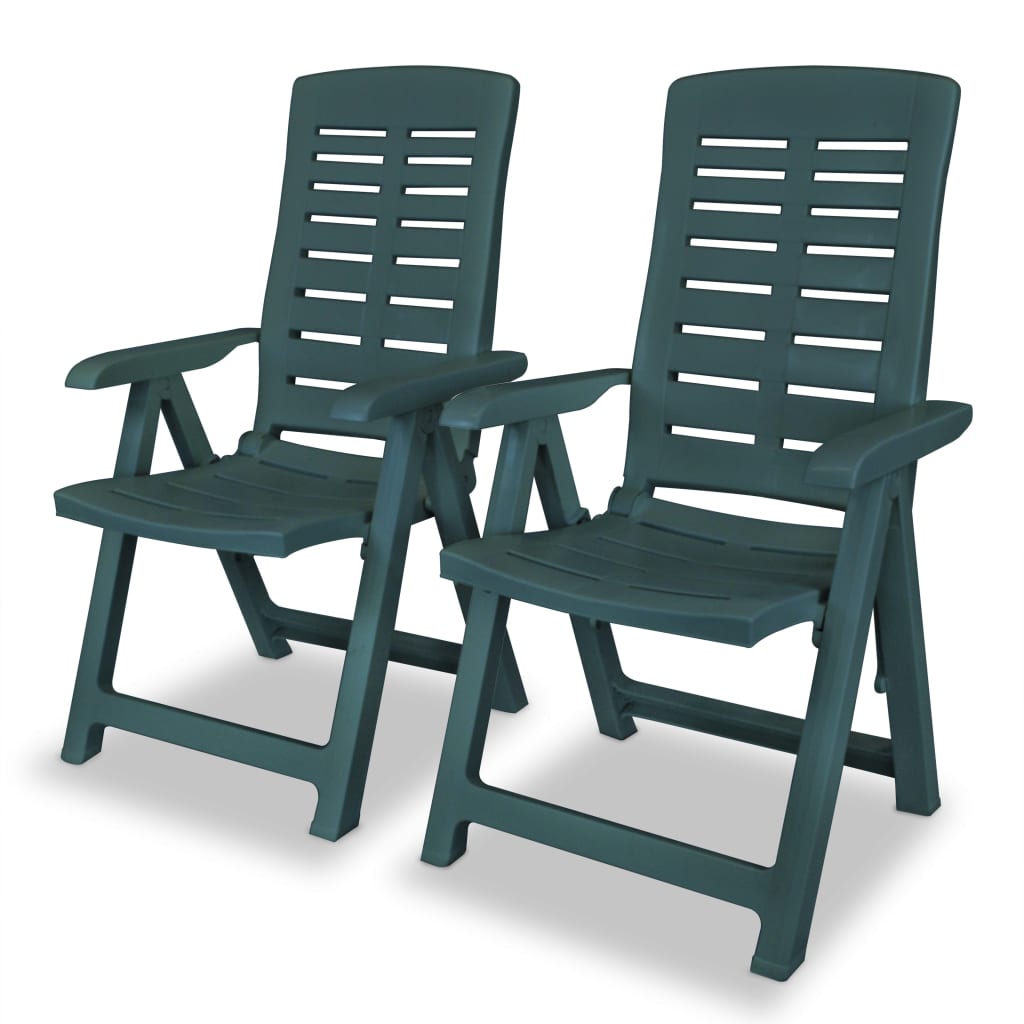 Reclining Garden Chairs 2 pcs Plastic Green - Style and Chic