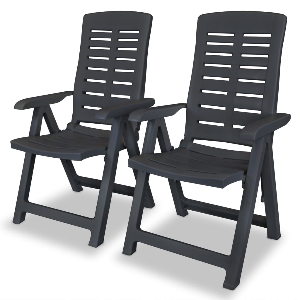 Reclining Garden Chairs 2 pcs Plastic Anthracite - Millennium Furniture