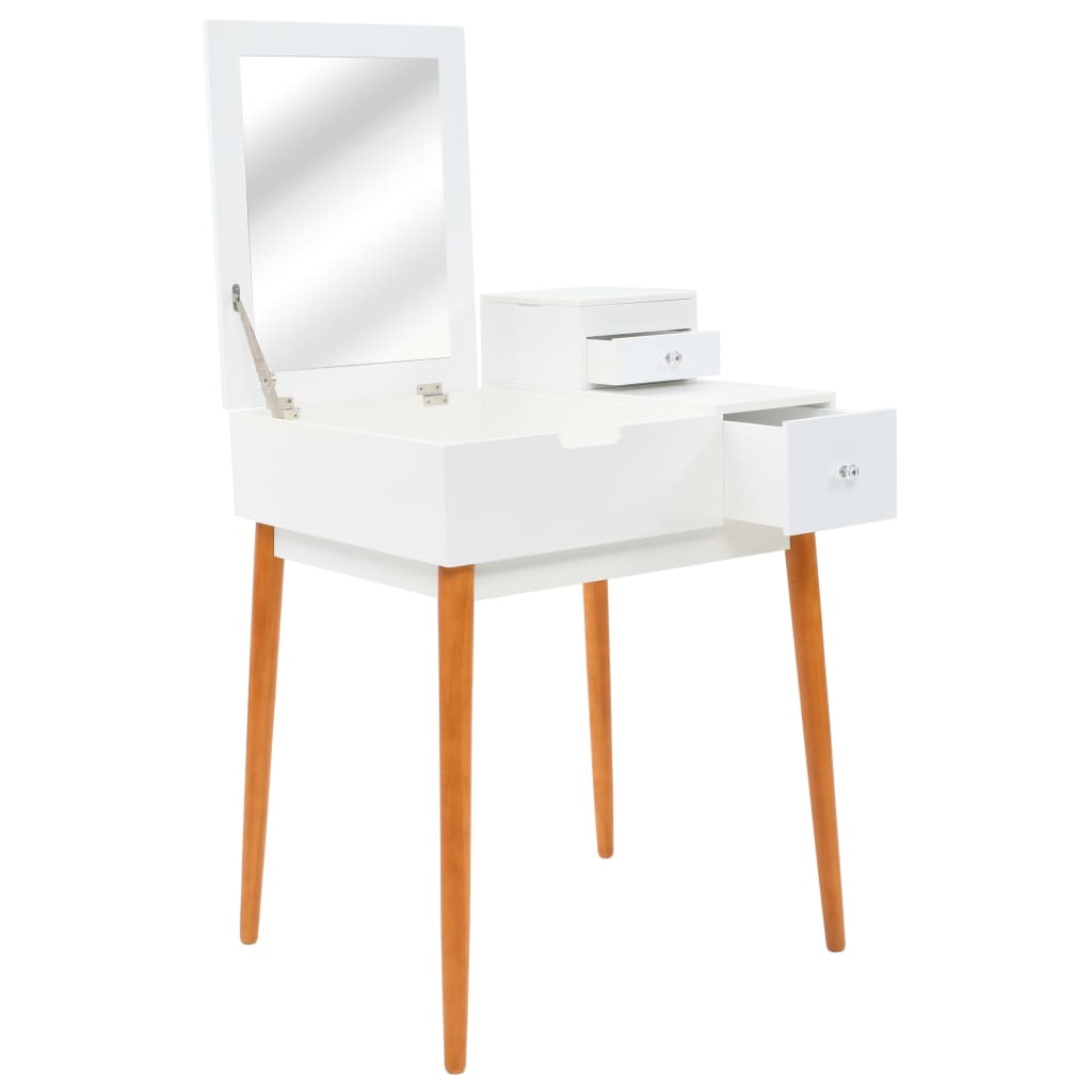 Dressing Table - KAMI 2 Drawer Dresser White and Brown 60cm - Discount Dealers