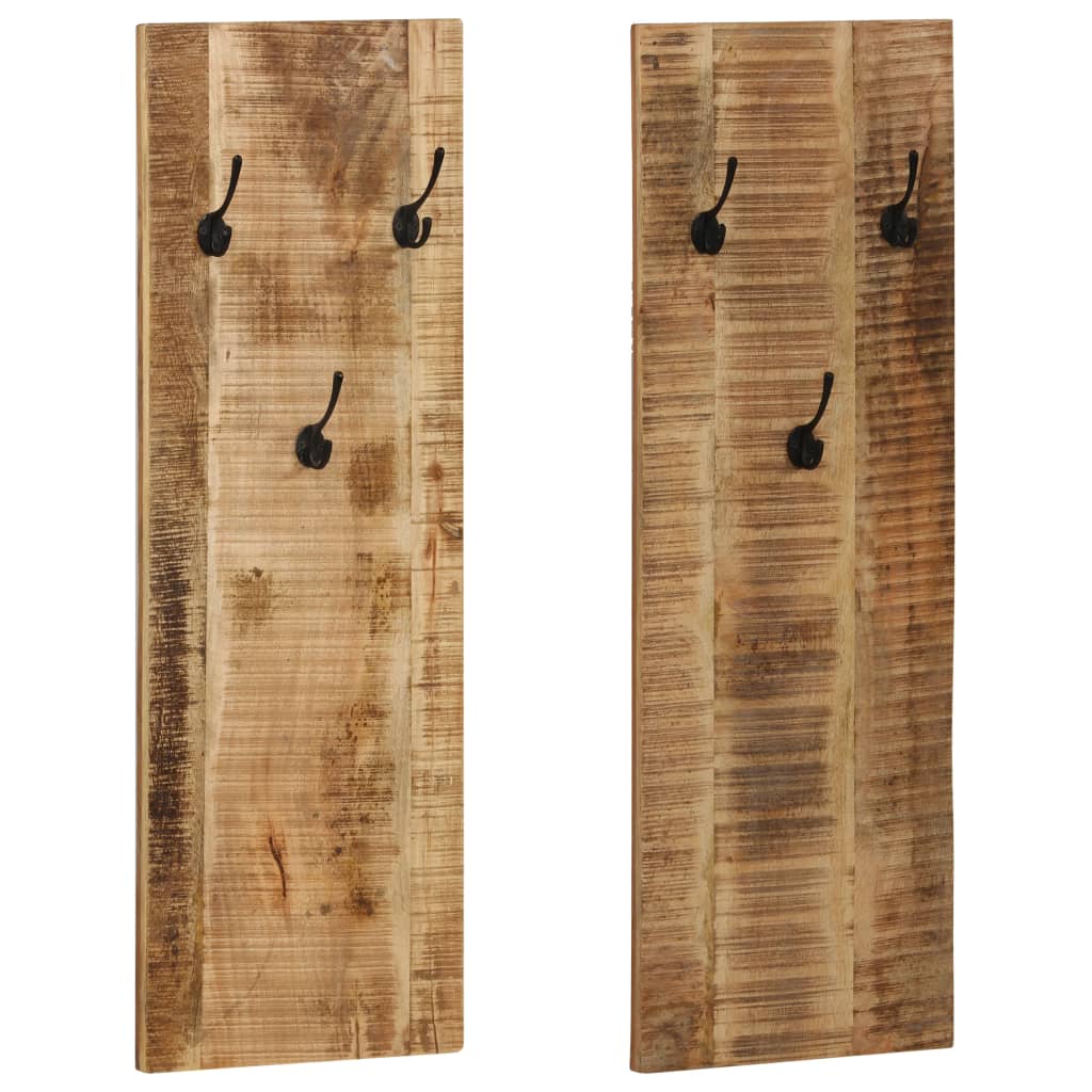 Wall-mounted Coat Racks 2 pcs Solid Mango Wood 36x110x3 cm - Brittle & Co