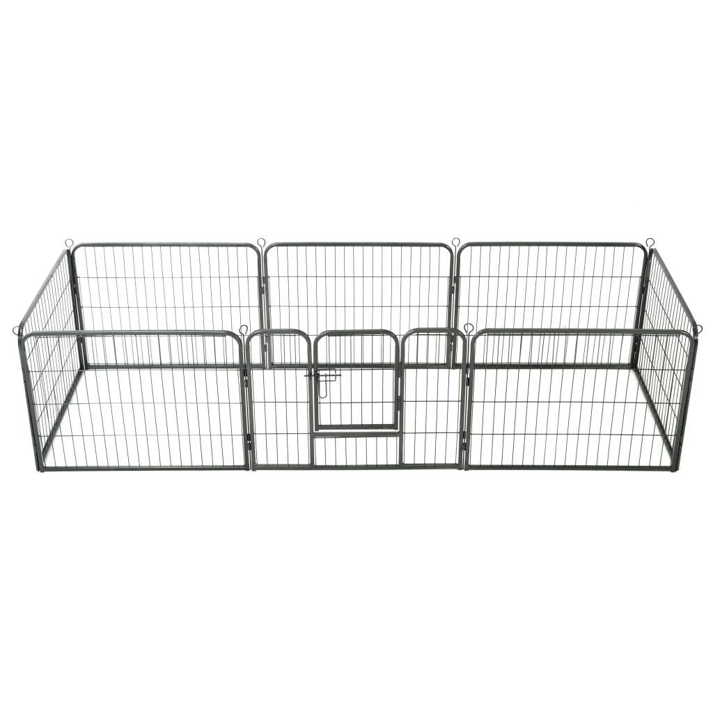 Dog Playpen 8 Panels Steel 80x60 cm Black - Design Hut
