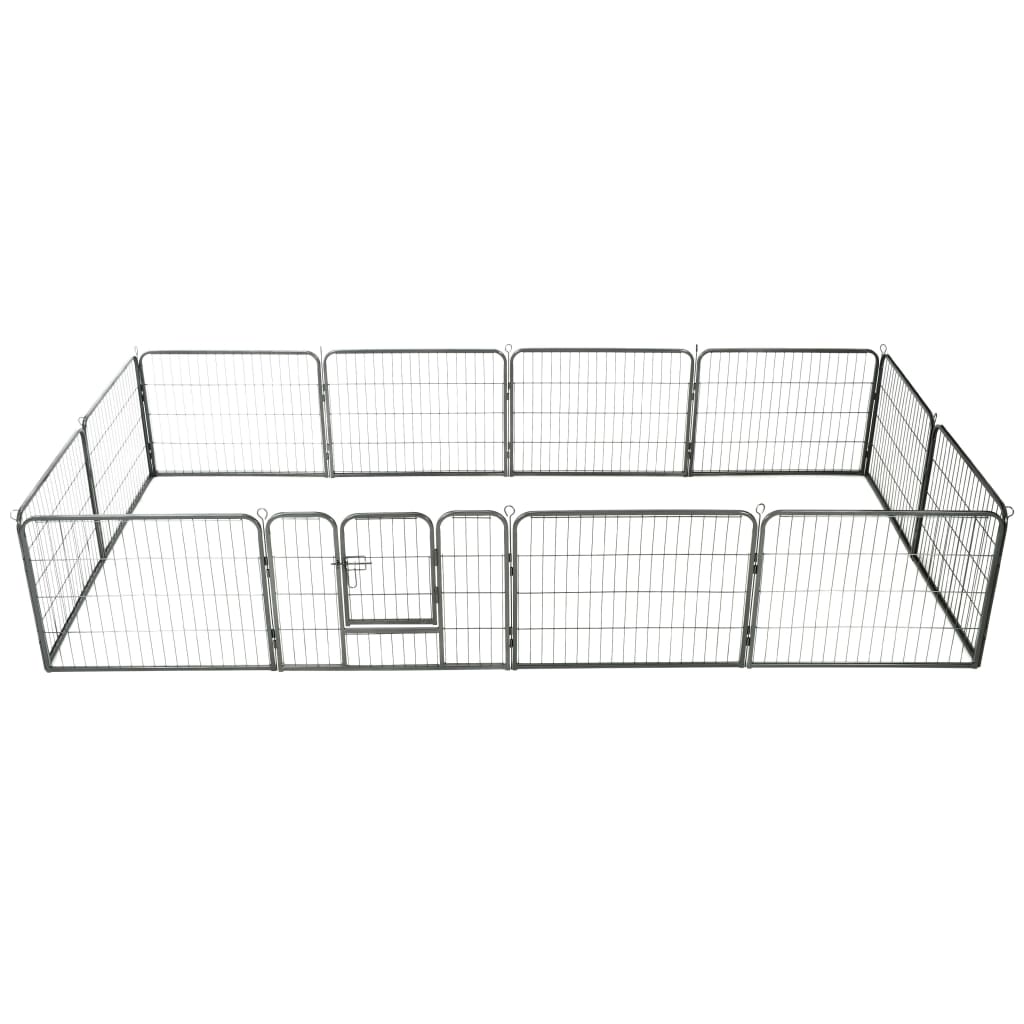 Dog Playpen 12 Panels Steel 80x60 cm Black - All Things Good