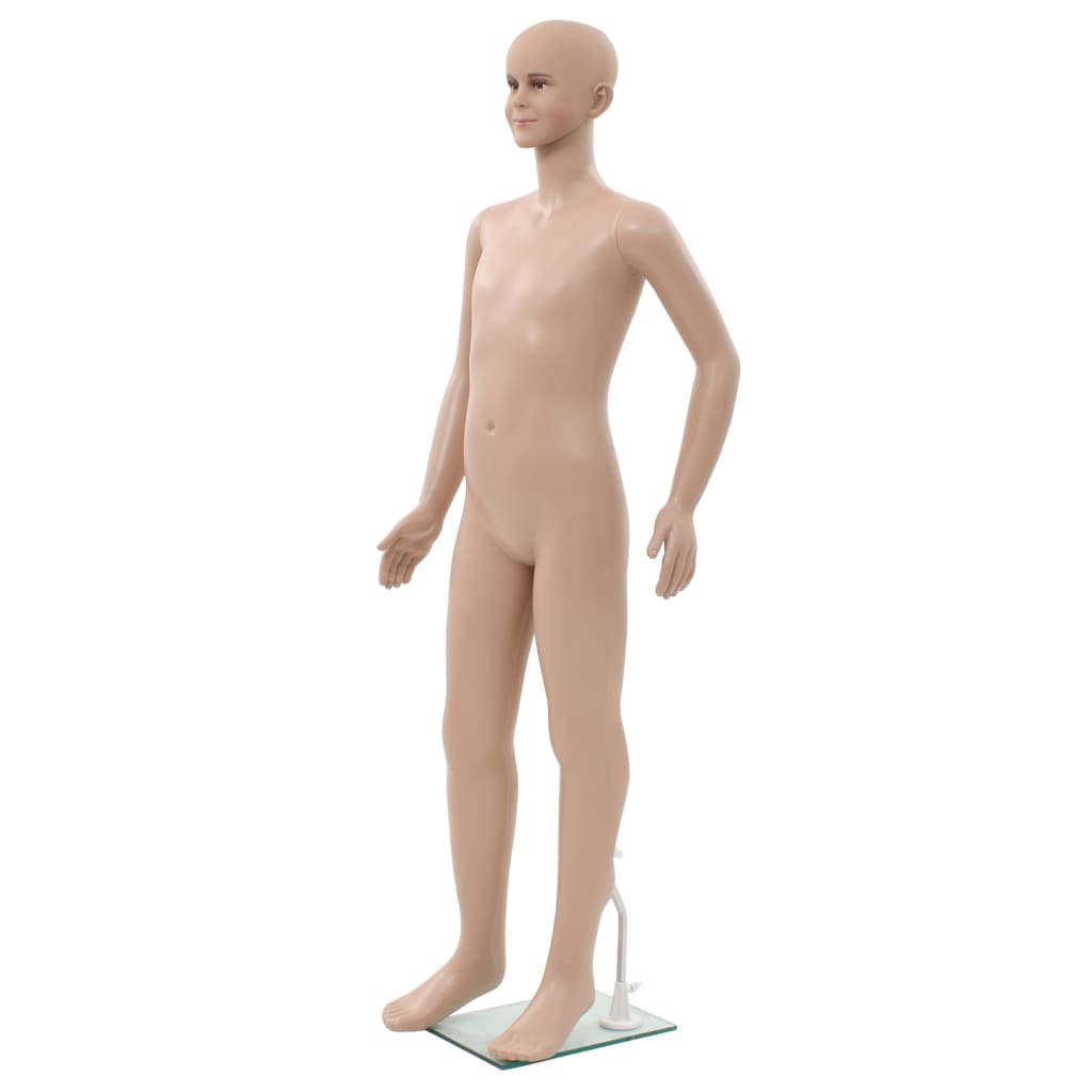 Full Body Child Mannequin with Glass Base Beige 140cm - Unbeatable Bargains