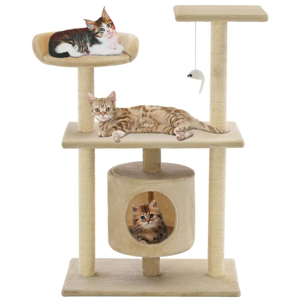 Cat Tree with Sisal Scratching Posts 95 cm Beige - The Home Maker