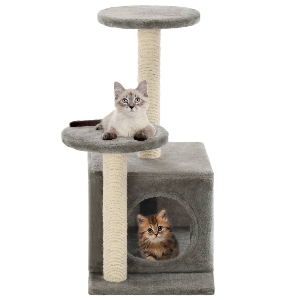 Cat Tree with Sisal Scratching Posts 60 cm Grey - Unbeatable Bargains