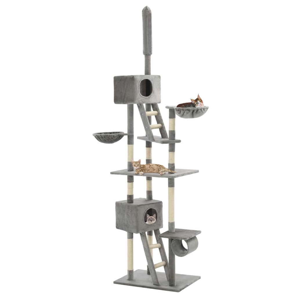 Cat Tree with Sisal Scratching Posts 230-260 cm Grey - Sid & Sam