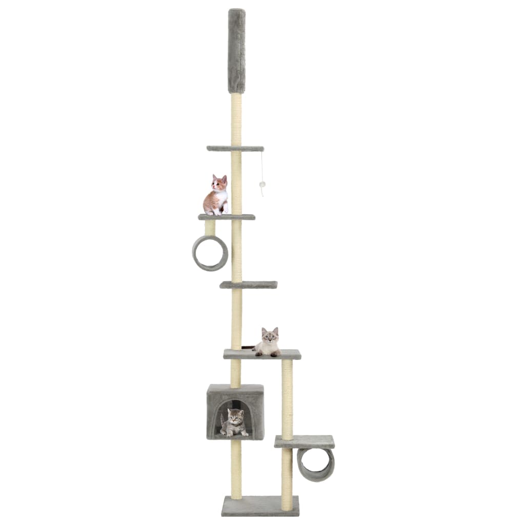 Cat Tree with Sisal Scratching Posts 260 cm Grey - Design Hut