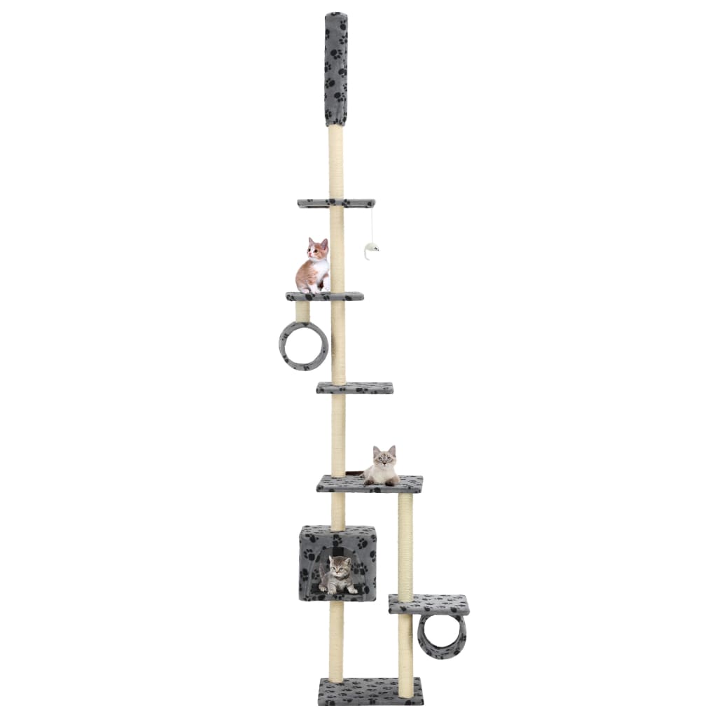 Cat Tree with Sisal Scratching Posts 260 cm Grey Paw Prints - Millennium Furniture
