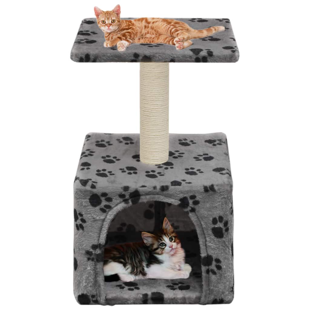 Cat Tree with Sisal Scratching Post 55 cm Grey Paw Print - R and M Furniture