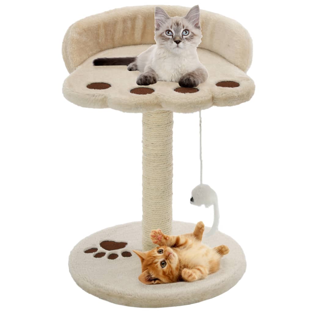 Cat Tree with Sisal Scratching Post 40 cm Beige and Brown - Brittle & Co