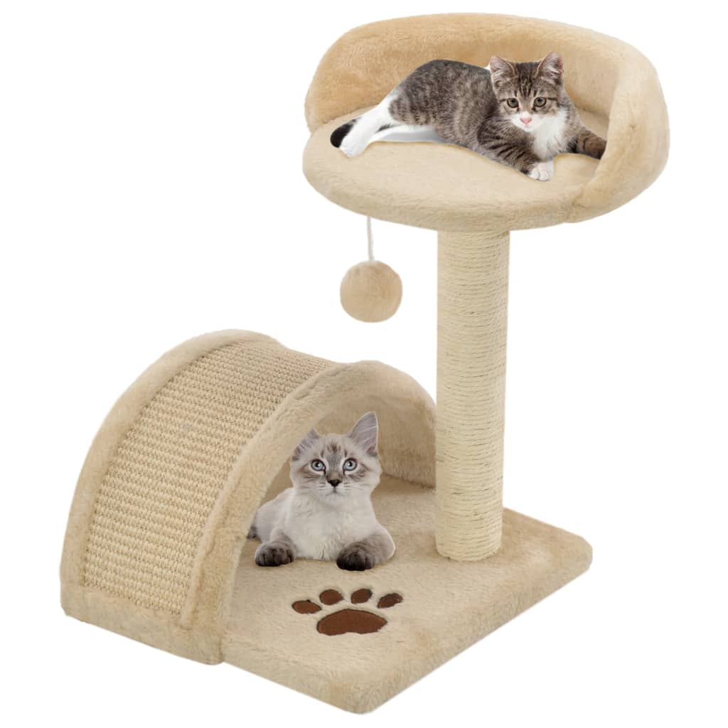 Cat Tree with Sisal Scratching Post 40 cm Beige and Brown - Direct Imports