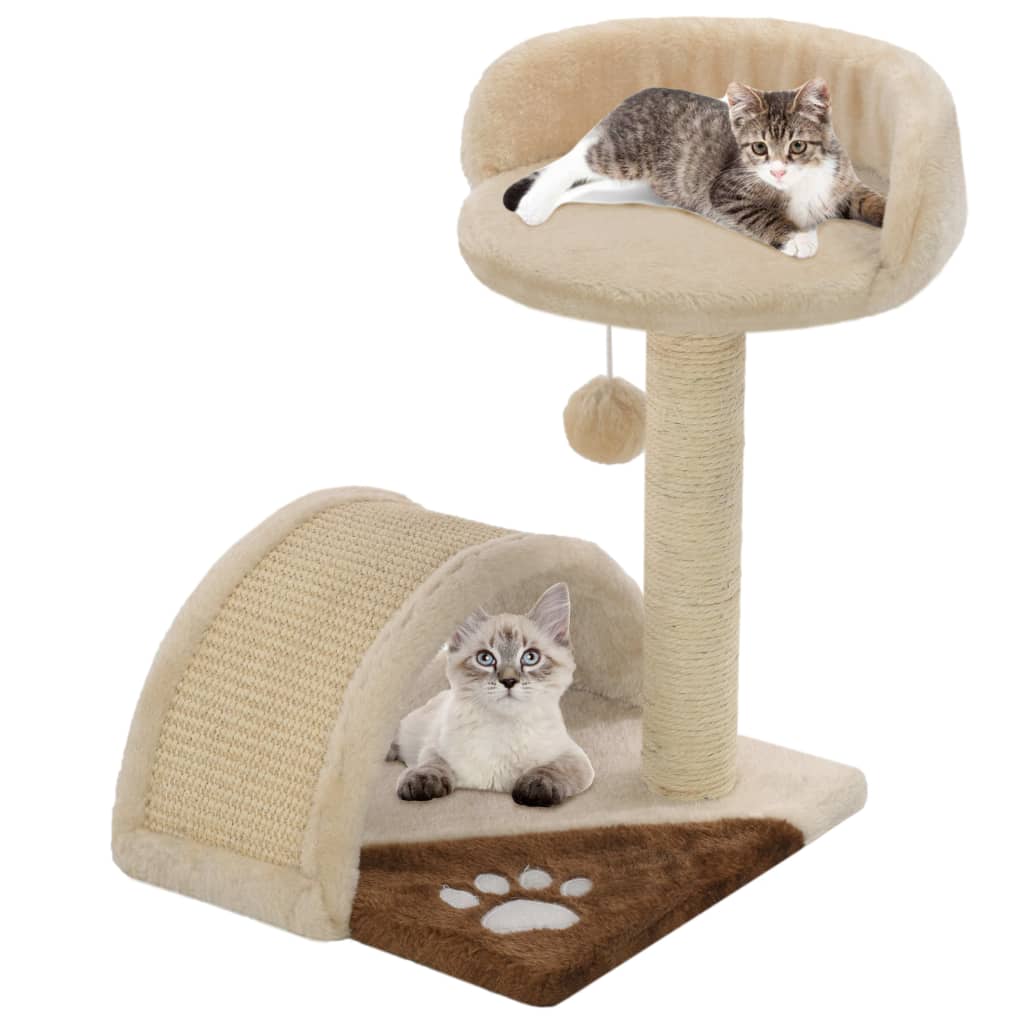 Cat Tree with Sisal Scratching Post 40 cm Beige and Brown - Design Hut