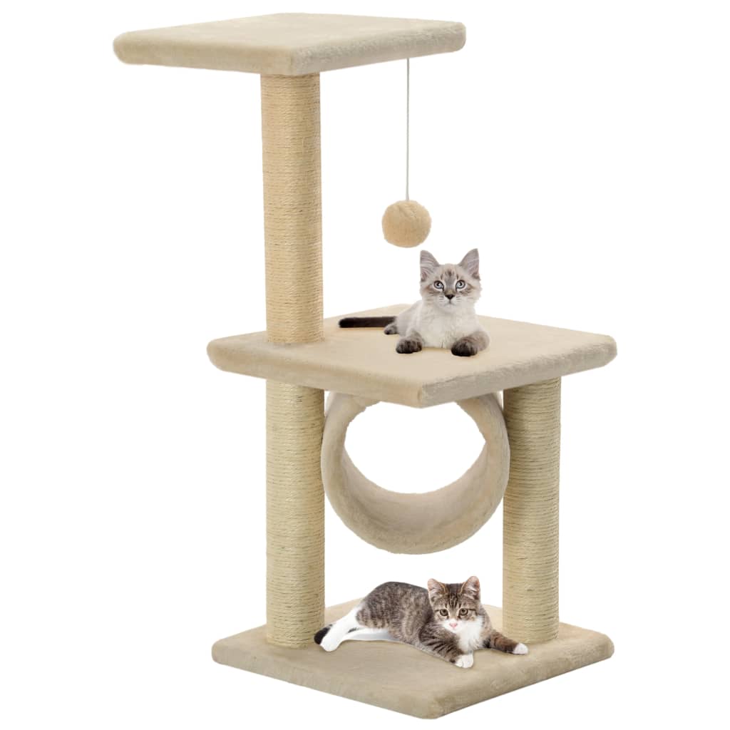 Cat Tree with Sisal Scratching Posts 65 cm Beige - Unbeatable Bargains