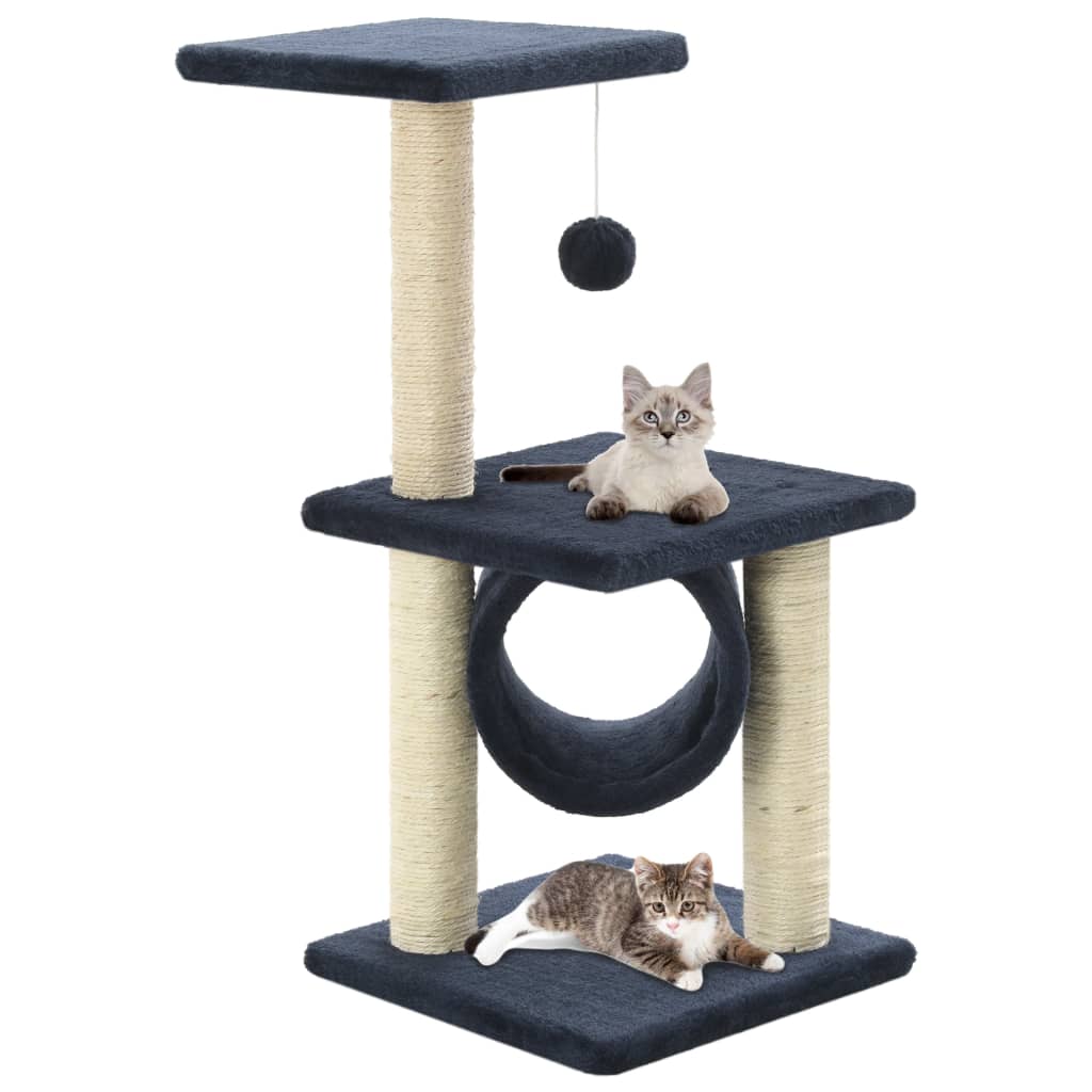 Cat Tree with Sisal Scratching Posts 65 cm Dark Blue - R and M Furniture