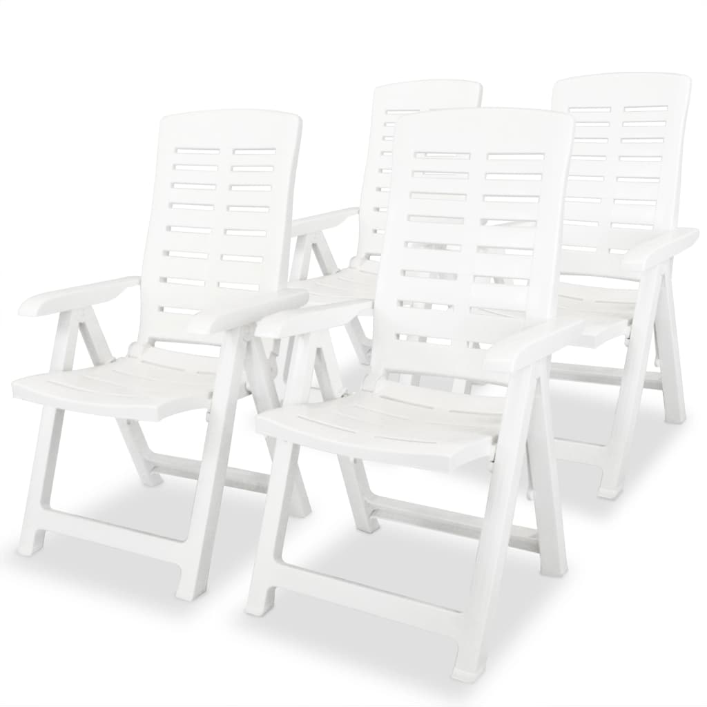 Reclining Garden Chairs 4 pcs Plastic White - Sid & Sam