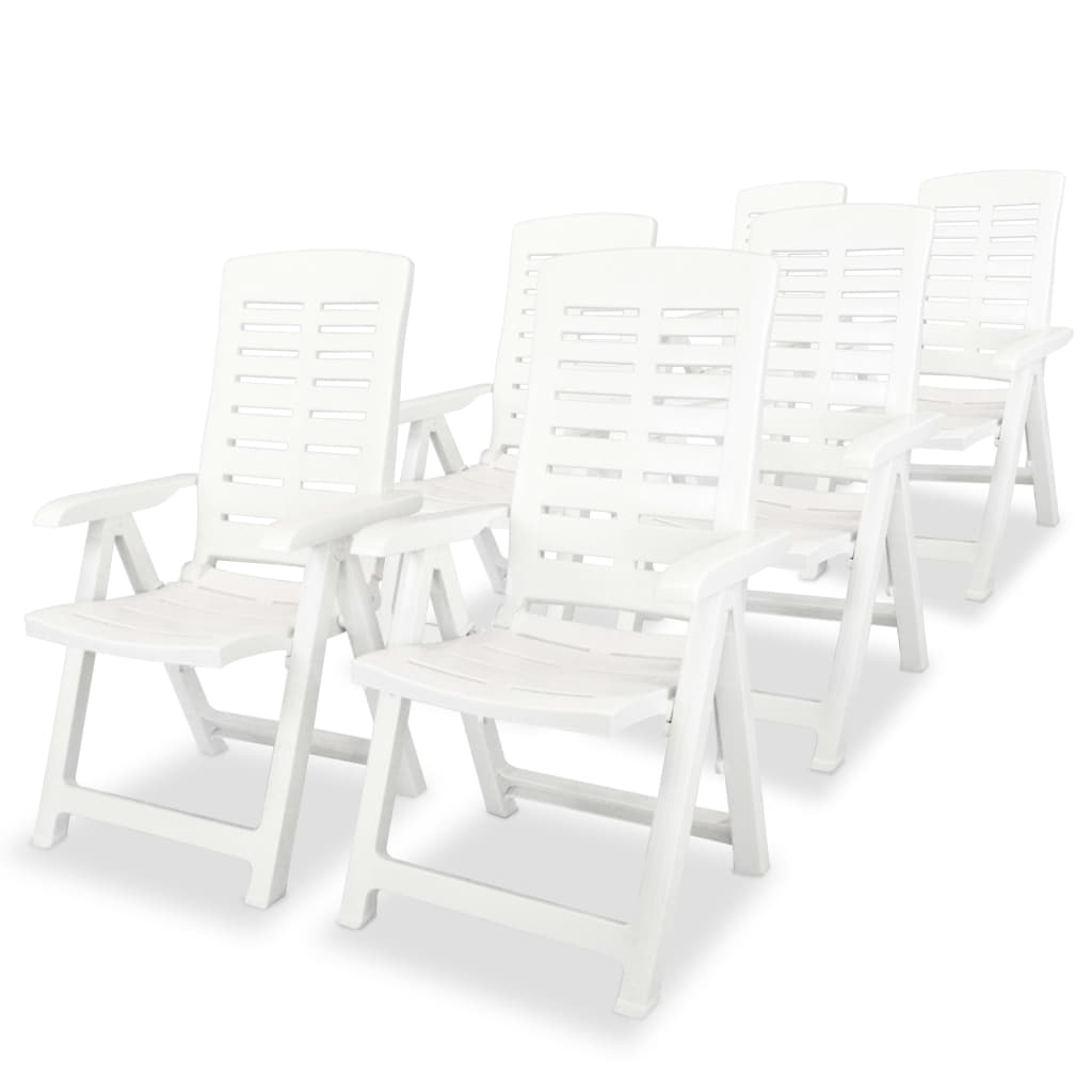 Reclining Garden Chairs 6 pcs Plastic White - Style and Chic