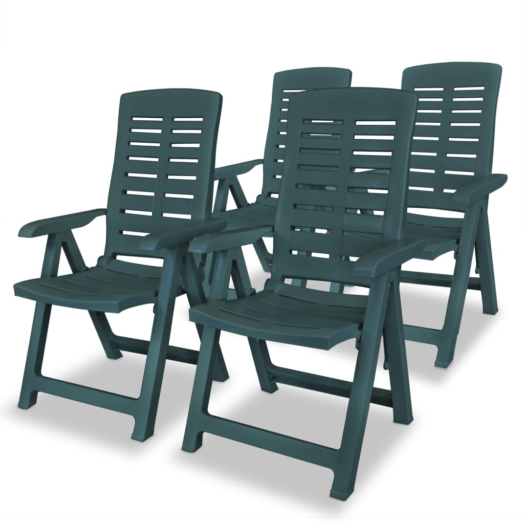 Reclining Garden Chairs 4 pcs Plastic Green - Millennium Furniture