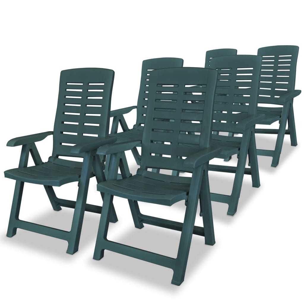 Reclining Garden Chairs 6 pcs Plastic Green - The Home Maker