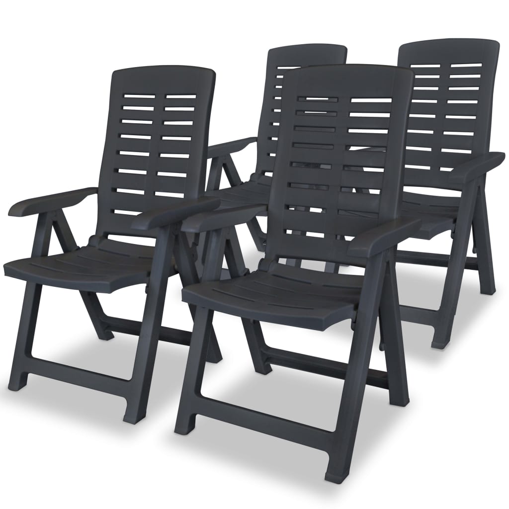 Reclining Garden Chairs 4 pcs Plastic Anthracite - Merkel Designers