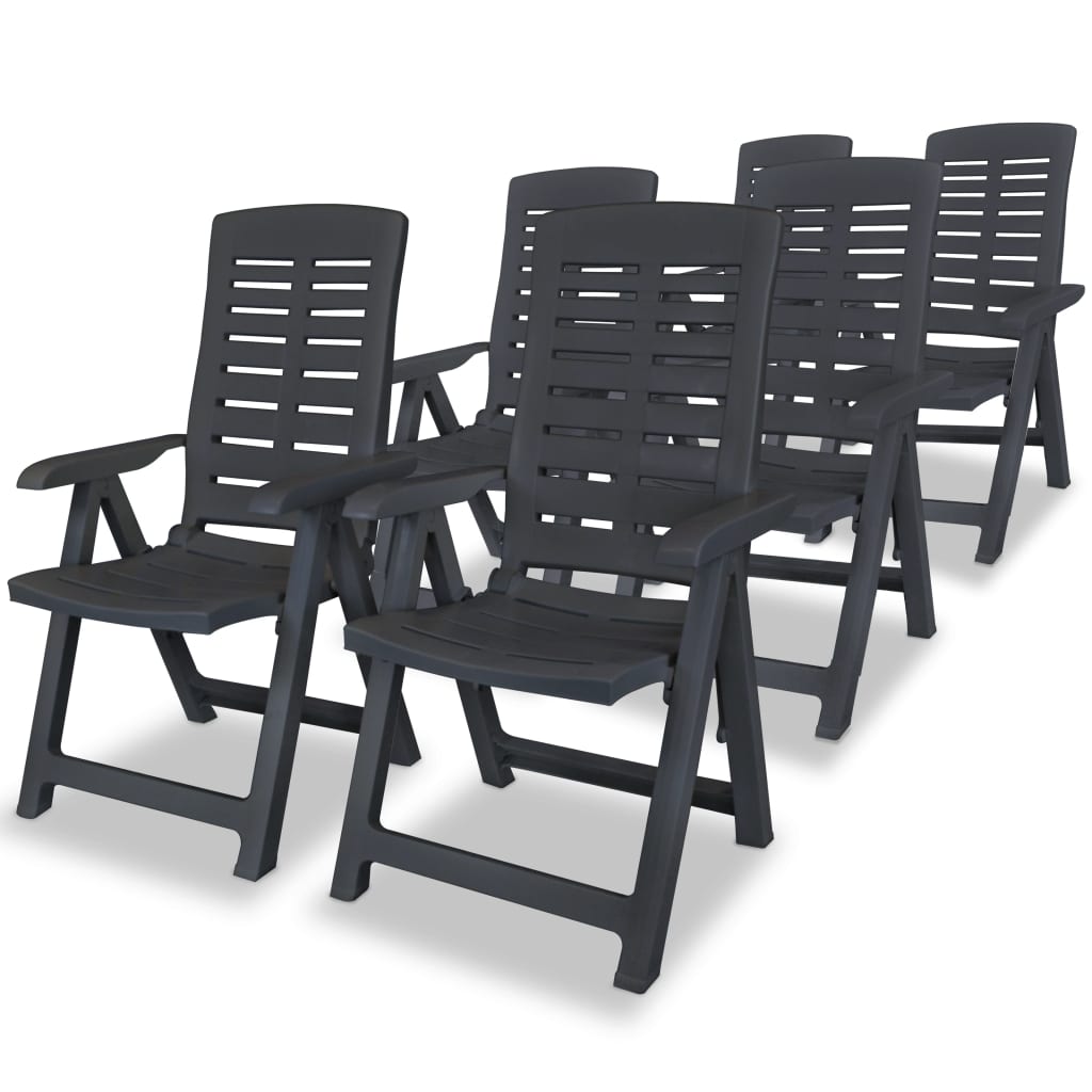 Reclining Garden Chairs 6 Pieces Plastic Anthracite - Millennium Furniture